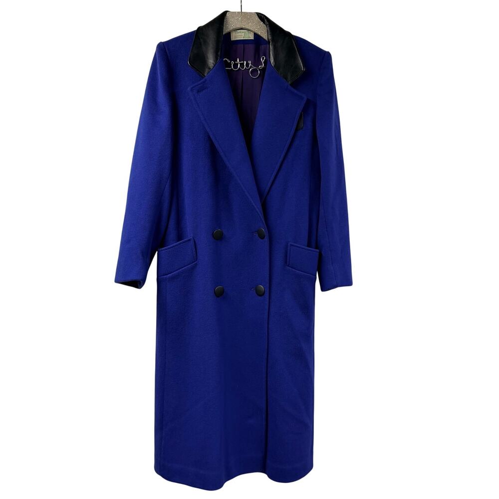 Beautiful Electric Blue Wool Coat Fashions By Jill Leather Collar Vintage